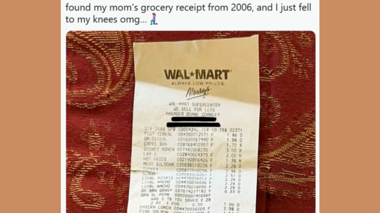 Woman Compares Grocery Shopping Receipt From 20 Years Ago